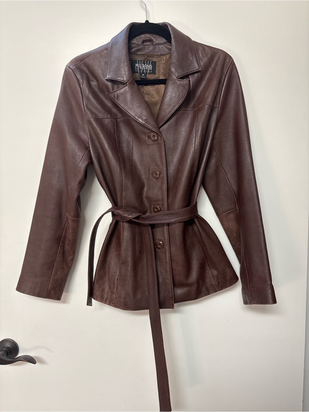 Y2K Wilsons Leather Dark Brown Belted Leather Jacket